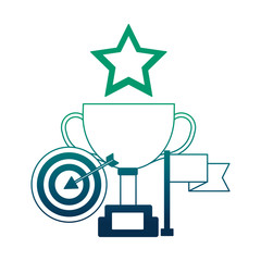 Sticker - business trophy target flag and star award