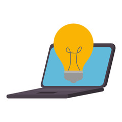 Sticker - laptop computer with bulb