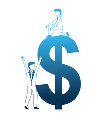 businessmen with symbol dollar isolated icon