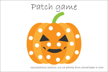 education patch game pumpkin for children to develop motor skills, use plasticine patches, buttons, 