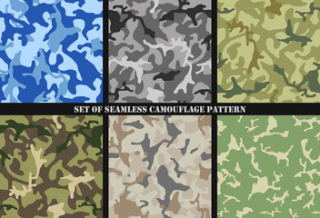 Sticker - Set of Multicam Camouflage seamless patterns. Military background and texture. Camo clothes. Vector Illustration. 