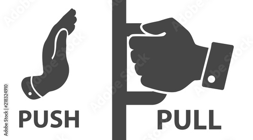 Fotografía Flat modern black push and pull icon on white background.