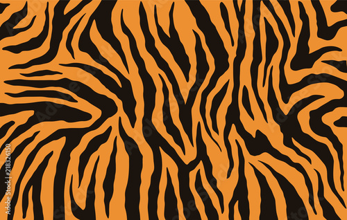Fotomural Texture of bengal tiger fur, orange stripes pattern