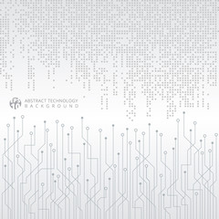 Wall Mural - Abstract technology digital data gray square pattern with circuit board on white background.