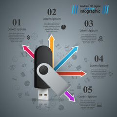 Flash usb - business arrows infographic. Vector eps 10.