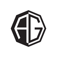 two letter AG octagon negative space logo