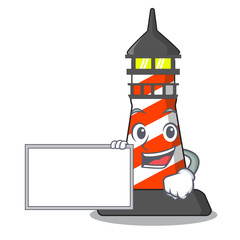 Poster - With board lighthouse character cartoon style