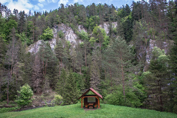 Sticker - View from tourist path along River Hornad near Letanovsky mlyn in Slovak Paradise mountain range in Slovakia