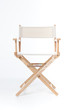 © Bangkok Click Studio - director chair made of wood and fabric well Comfortable sitting on white backdrop, copy space