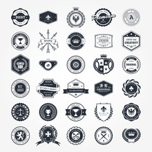 Emblems, Badges And Retro Seals Set - Blazons And Labels
