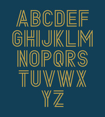 Aufkleber - Vector modern alphabet. Set of gold linear letters