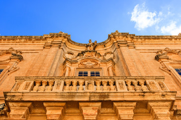 Wall Mural - Mdina Cathedral Museum, Malta. Ancient village of Mdina, Malta in a sunny summer day.