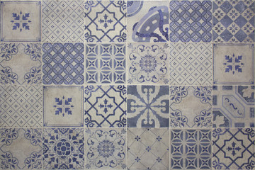 Naklejka na meble Blue and beige patchwork ceramic tile