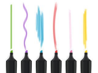 Aufkleber - Color marker pen set isolated on white background. Vector illustration
