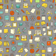 Fototapete - different network app icons vector seamless pattern. back to school