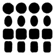 © ayaidu - Vector set of ink-stained oval, round, rectangular, square grunge stickers with uneven rough edges