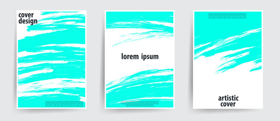 Poster - Minimal covers design. Cool artistic backgrounds. Hand drawn colorful strokes. Eps10 vector.