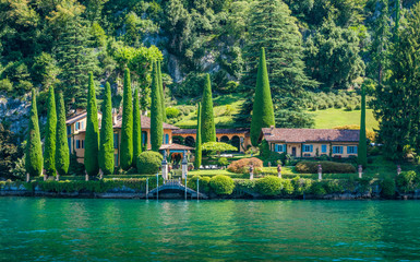 Wall Mural - Villa La Cassinella in Ossuccio, beautiful village on Lake Como, Lombardy, Italy.