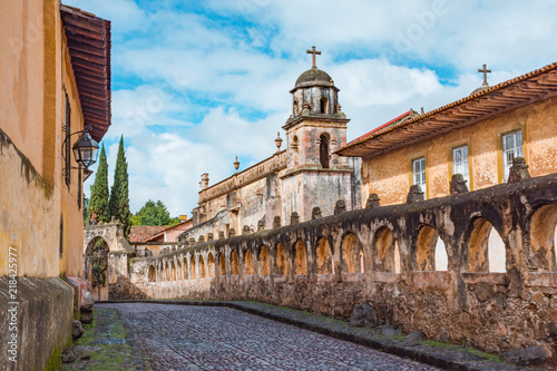 Sagrario Temple near main square of Patzcuaro Magic Town in Michoacan, Mexico