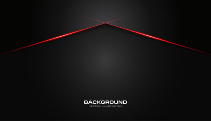 Poster - abstract metallic red shiny color black frame layout modern tech design vector template background