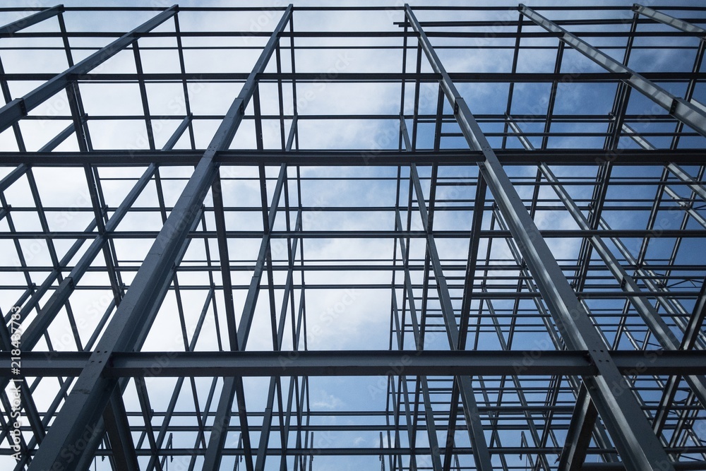 Structure of frame steel on sky background. Stock Photo | Adobe Stock