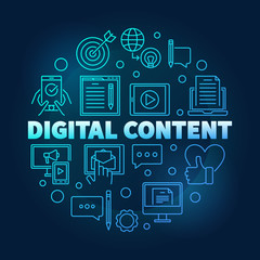 Poster - Digital Content round blue outline vector illustration