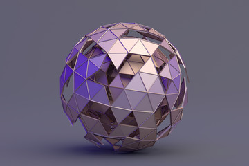 Poster - abstract 3d rendering of polygonal sphere. geometric shape, futuristic modern background design for 