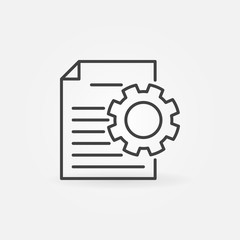 Poster - Document with Cog outline icon - vector documentation sign