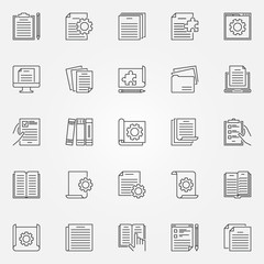 Poster - Technical documentation vector outline concept icons set