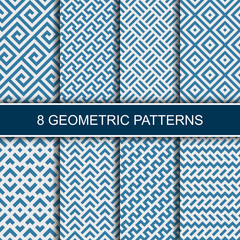 Poster - Set of vector geometric patterns. Collection of seamless patterns for your design. Vector illustration.