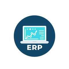 Sticker - ERP system software icon, vector