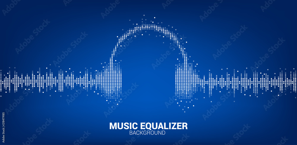 Sound wave Music Equalizer background, audio visual headphone icon - obrazy, fototapety, plakaty 