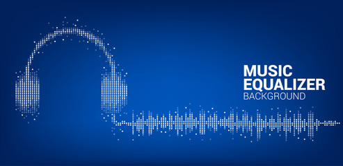 Poster - Sound wave Music Equalizer background, audio visual headphone icon