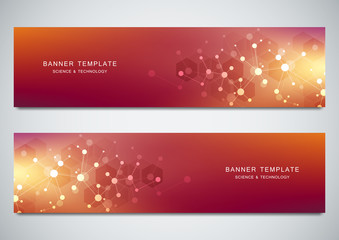 Wall Mural - vector banners design for medicine, science and digital technology. molecular structure background a