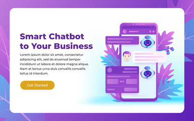Fototapete - Chatbot and future marketing concept. Autoresponder for the site. Chatbot business concept. Dialog box of mobile phone. Modern vector illustration concepts for website and mobile website development.