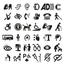 Big Set Of Accessibility Icons With Different Sign.
