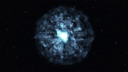 Poster - Circle Particle Plasma Cloud Wave Monitor In Space Galaxy Space Background