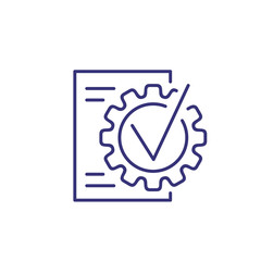 Poster - Task completed line icon. Paper, gear, check mark. Certificate concept. Can be used for topics like business, industry, technology, approving, approbation