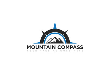 Wall Mural - mountain compass logo, icon, symbol, ilustration design template