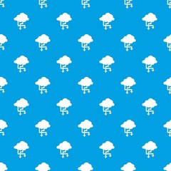 Poster - Cloud and arrows pattern repeat seamless in blue color for any design. Vector geometric illustration