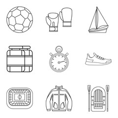 Poster - sport training icons set. outline set of 9 sport training vector icons for web isolated on white bac