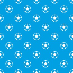 Wall Mural - Soccer ball pattern repeat seamless in blue color for any design. Vector geometric illustration
