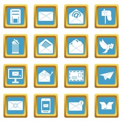 Poster - Email icons set in azur color isolated vector illustration for web and any design
