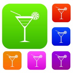 Poster - Beach cocktail set icon in different colors isolated vector illustration. Premium collection
