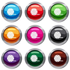 Poster - Film set icon isolated on white. 9 icon collection vector illustration