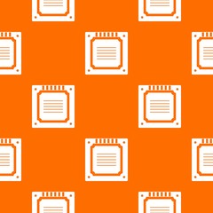 Poster - Modern multicore CPU pattern repeat seamless in orange color for any design. Vector geometric illustration