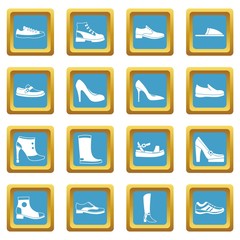 Wall Mural - Shoe icons set in azur color isolated vector illustration for web and any design