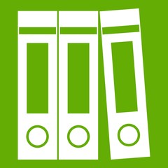 Poster - Office folders with documents icon white isolated on green background. Vector illustration