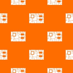 Poster - Electronic board pattern repeat seamless in orange color for any design. Vector geometric illustration