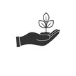 © GlopHetr - Sprout in hand icon, plant in hand icon.